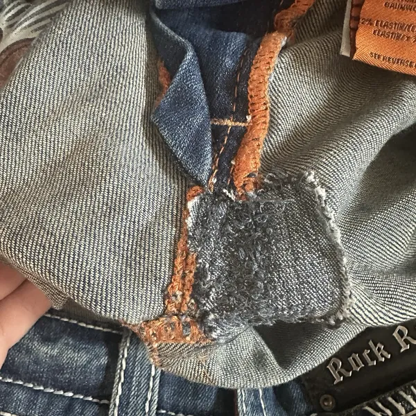 Rock Revival Jen Boot Cut Jeans Womens 31 Stretch Denim Blue Studded Flap Pocket - Image 10