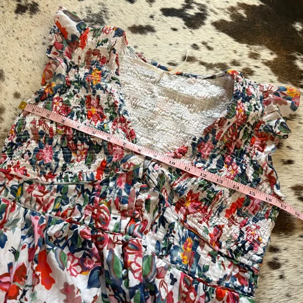 ANTHROPOLOGIE Floral Slocked Mini Dress Size Parge Petite‎ - Image 8