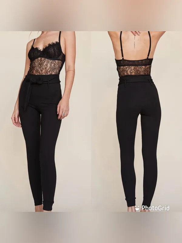 LPA High Waisted Belted Leggings Small Black Party Going Out City Chic Minimal - Image 2