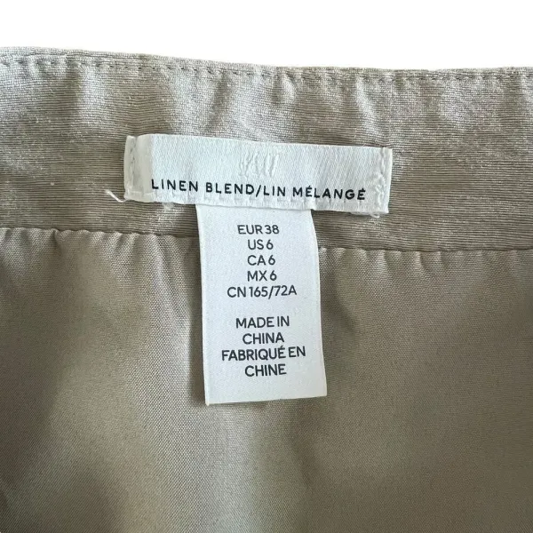 H&M Women's 6 Linen Blend‎ Beige Linen Blend Breathable Comfortable Mini Skirt - Image 2