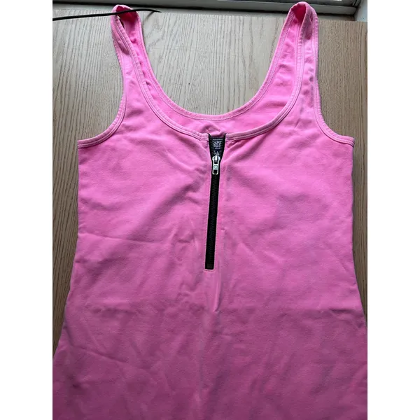 Womens PINK Victoria’s Secret Zip Up Dress Cotton/Spandex Stretchy Pink Small - Image 2