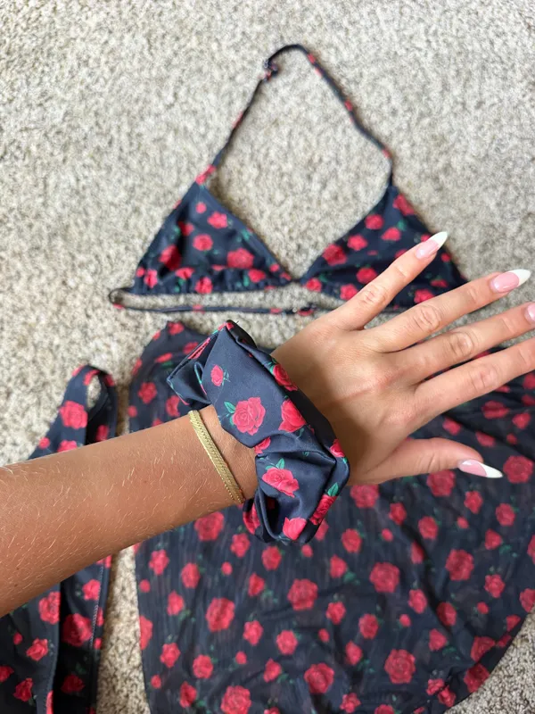 Rose bikini set with skirt Blue Size M - Image 4