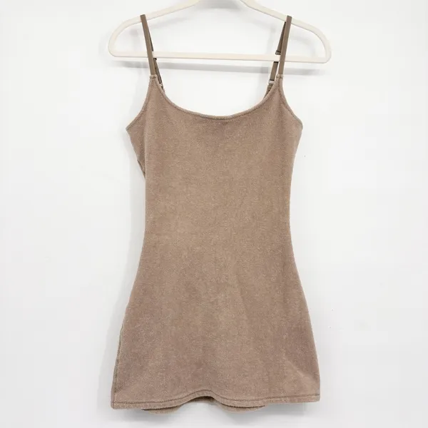 NWT SKIMS Womens Terry Cotton Desert Tan Neutral Mini Slip Dress Size M - Image 2