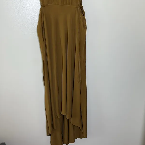 A New Day Brown Midi Dress Lightweight Cutout asymmetrical Hem‎ Tie Back Size M - Image 3
