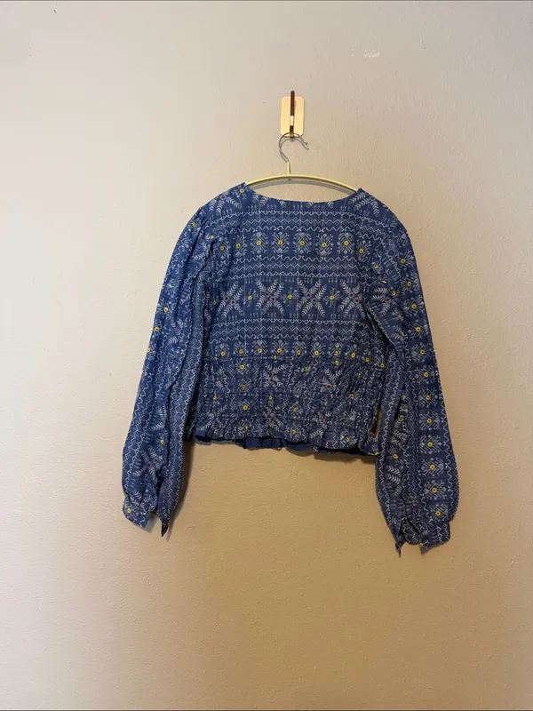 Anthropologie Forever That Girl Embroidered Smocked‎ Waist Top Size XL - Image 6