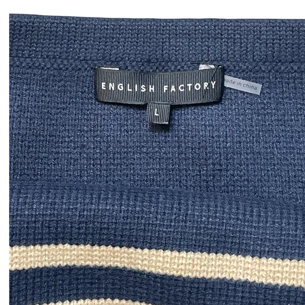 English Factory Knit Stretch Navy Blue & Cream Striped‎ Mini Skirt Size Large - Image 5