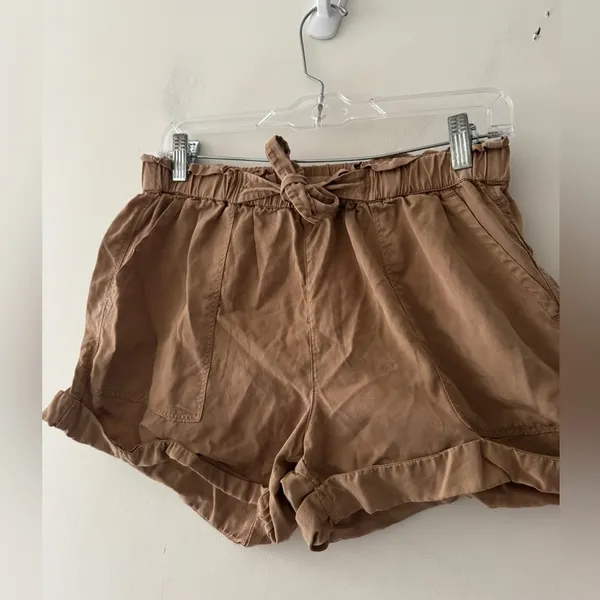 Aerie Adorable Khaki‎ Brown Soft Stretchy Waist Tie Front Shorts - Image 2