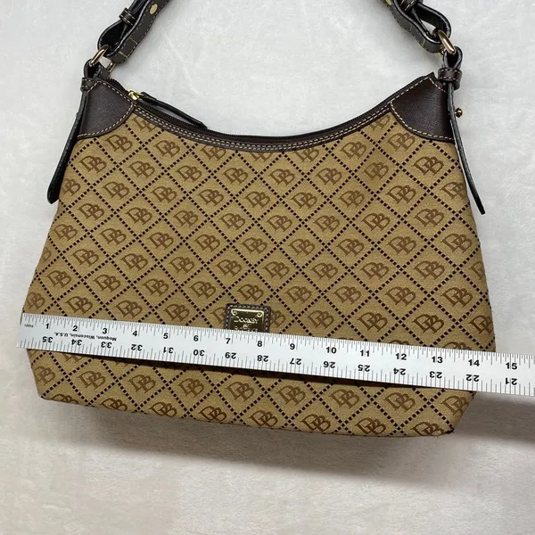 Dooney & Bourke Signature Canvas Hobo Bag Brown‎ Leather Trim Handbag - Image 9