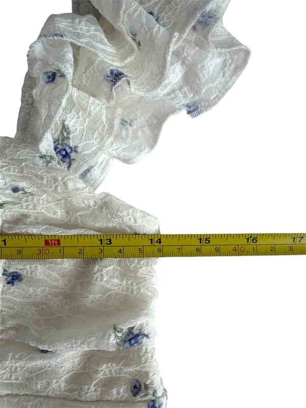 No Boundaries NWT Sz S Double Ruffle Ruched Mini Dress Winter White Floral - Image 10
