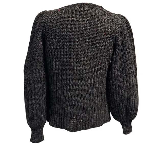 Madewell Size XS Puff Sleeve V Neck Sweater K5757 Speckled Donegal Cyclone - Image 5