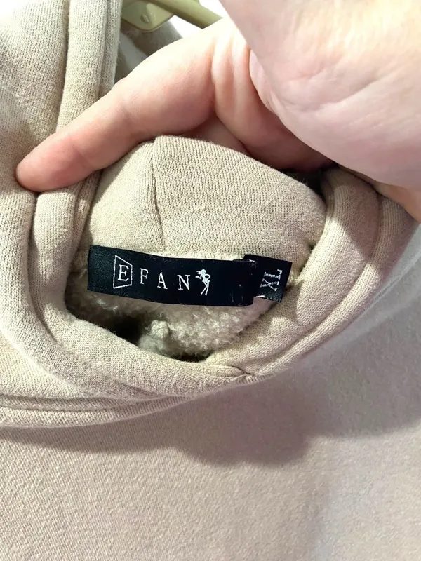Boutique Thick Oversized Neutral Pullover Hoodie Beige Size XL Athleisure Minimalist Cute - Image 3