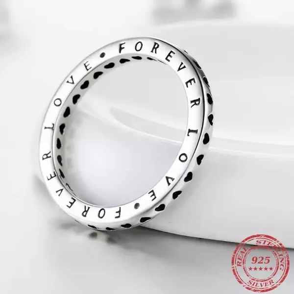Sterling Silver SIZE 7 925  Hollow Hearts Stackable Ring - Image 2