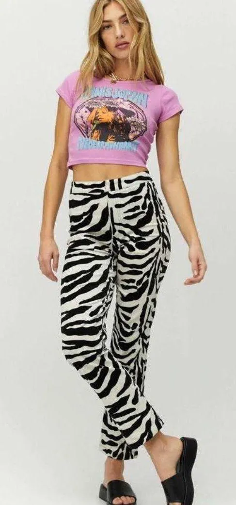 Free People Pink Purple Janis Joplin Piece of My Heart Ribbed Baby Tee Crop Top - Image 3