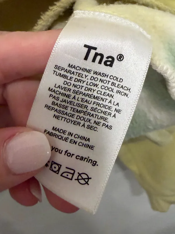 TNA Aritzia Tie Dye Cropped Hoodie Green Yellow Size Medium‎ - Image 3