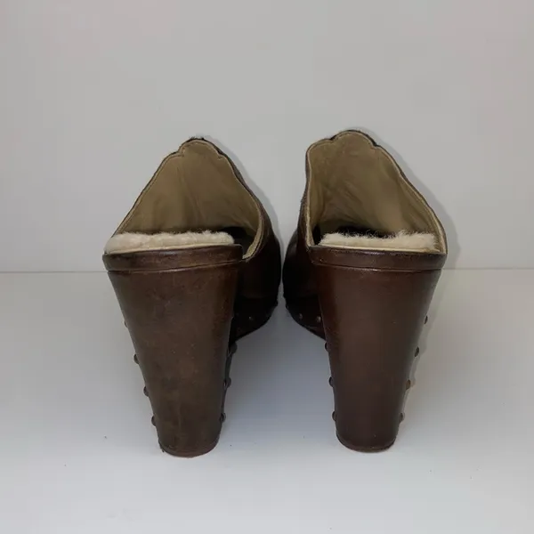 Brown Leather Studded Clog US Size 11 Wedge Mules Slide UGG Australia Women's - Image 9