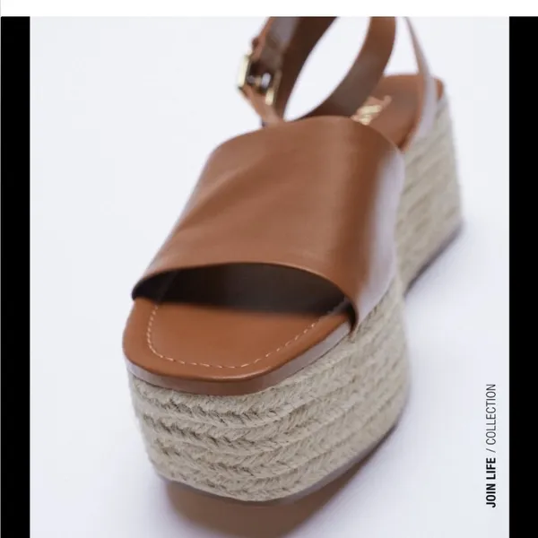 ZARA PLATFORM WEDGE LEATHER SANDALS - Image 4