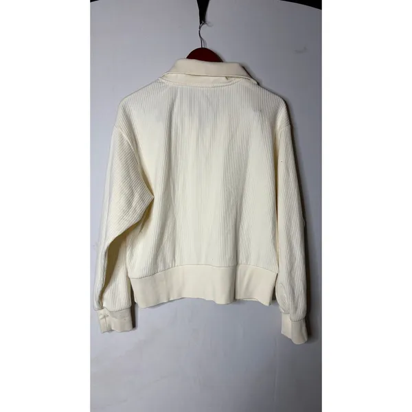 Varley Radford Half-Zip Ribbed Sweatshirt in cream sz L - Image 7