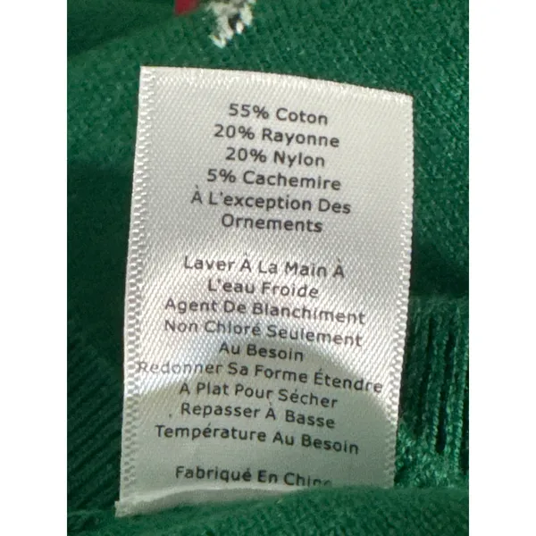 Talbots Petites Womens LP Green Dalmatian Dog Cardigan Cashmere Blend Holiday - Image 7
