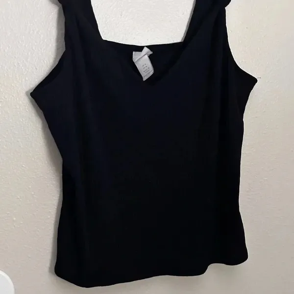 H&M Women Navy Blue Top Ribbed Minimalist Blouse Size Medium‎ - Image 6