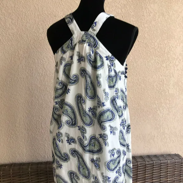 Skies Are Blue Pom Pom Paisley Halter Dress NEW NWT‎ White Size Small - Image 4