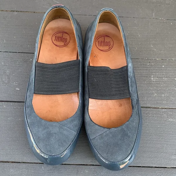 FitFlop Black Leather and Suede Mary Jane Shoes Size 37.5 - Image 2