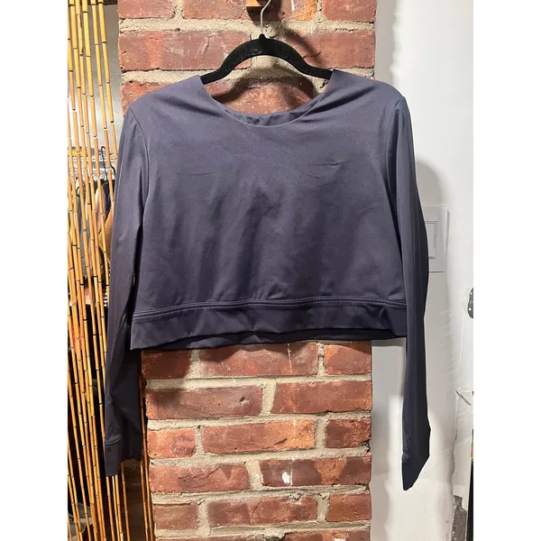 Banana Republic Long Sleeve Cropped Athletic Top Quick Dry Gray XL - Image 3