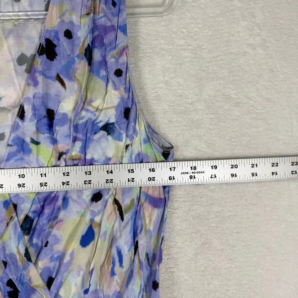 Amanda Uprichard Floral Smocked Ruffle Mini Dress Purple Blue Green Size L - Image 2