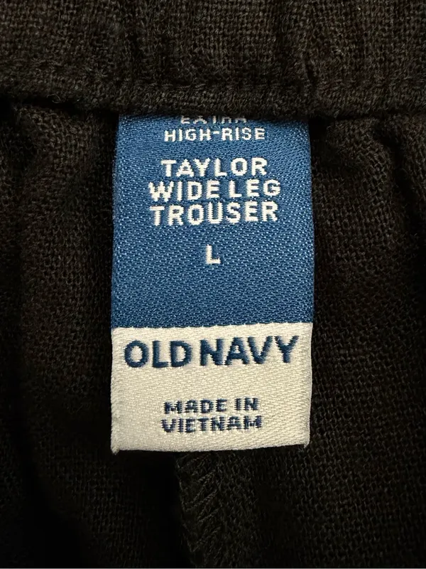 Old Navy Linen Blend Black Taylor Wide Leg Trouser Pants, Sz Large - Image 9