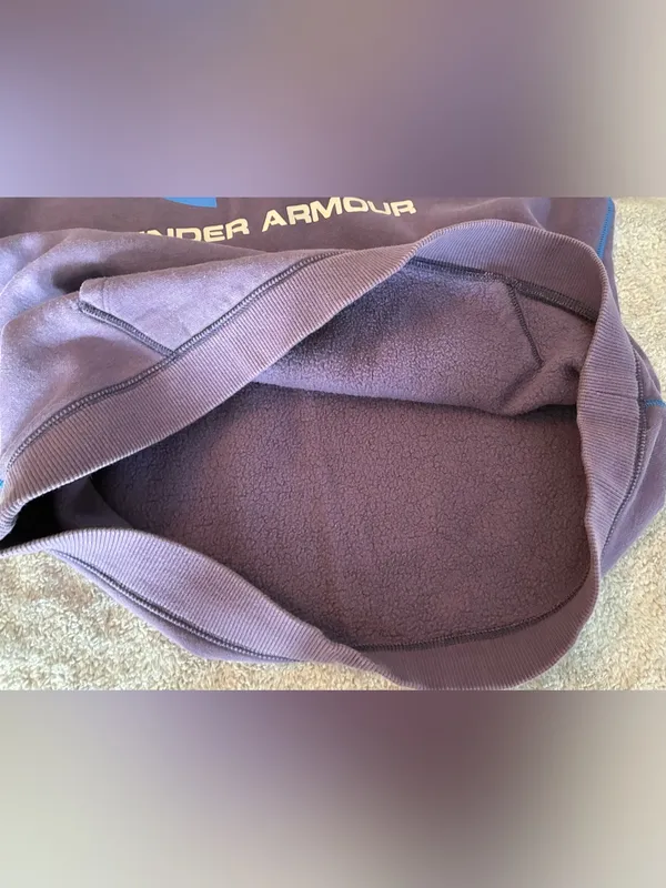 Under Armour Women’s Long Sleeve Kangaroo Pouch Purple Logo Sweatshirt Size L - Image 5