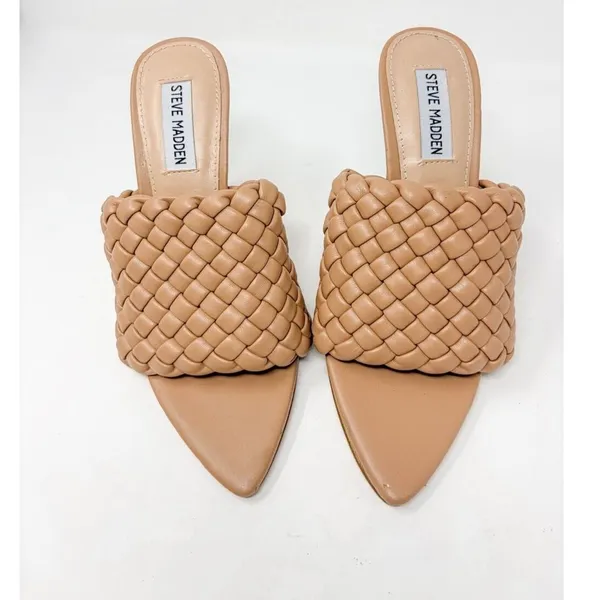 NWOT Steve Madden Women's Braided Pointed Toe Slide Heels Tan Size 7.5 - Image 3