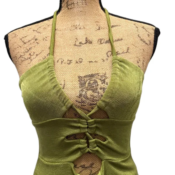 Princess Polly Zamia Cutout Mini Dress Chartreuse Green Halter Bodycon US Size 6 - Image 3