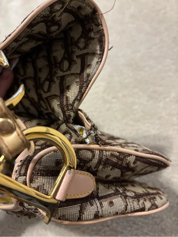 Christian Dior Vintage Pink and Brown Saddle Bag RARE - Image 10