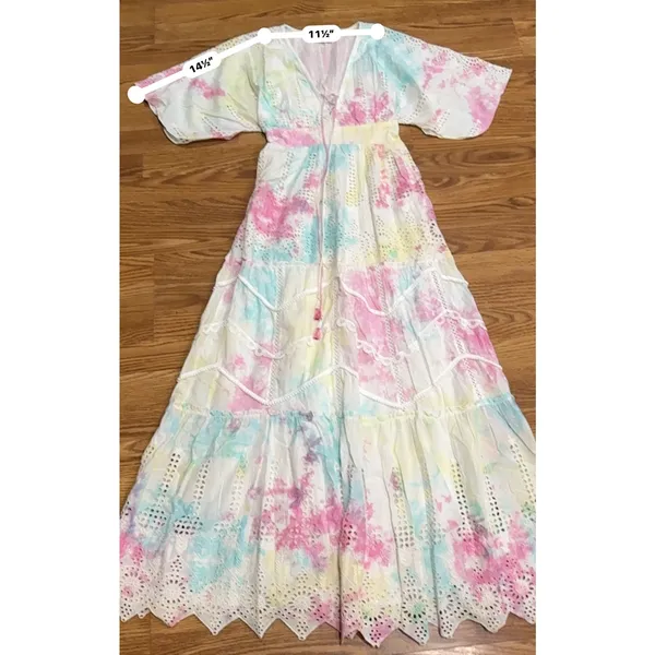 Hemant & Nandita Amara Maxi Dress Multicolor Cotton Boho Embroidered size XS - Image 4