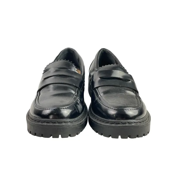 Shoedazzle Corena Women's Black Faux Leather Vegan Heel Loafer Shoes Size 7 - Image 2