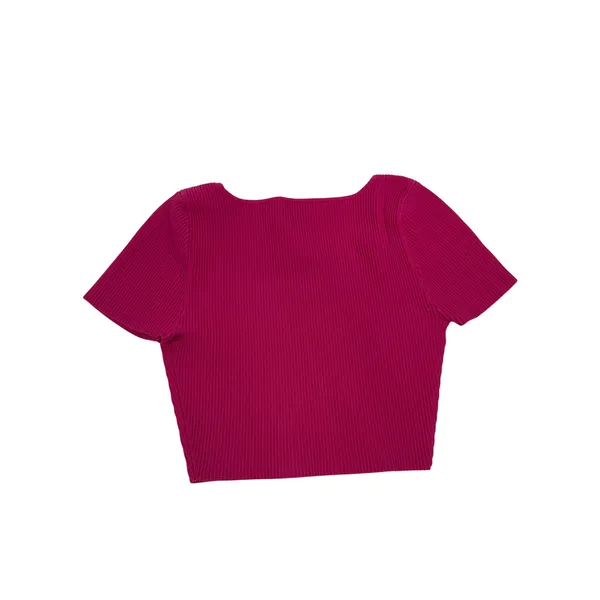 Babaton Sculpt Knit Crop Top Magenta Pink‎ Square Neck Ribbed Short Sleeve M - Image 2