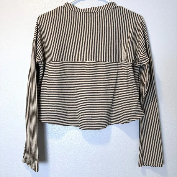 Free People Intimately Size-XS/T Lounge Top Seeing Stripes Cropped Slouch Henley - Image 8