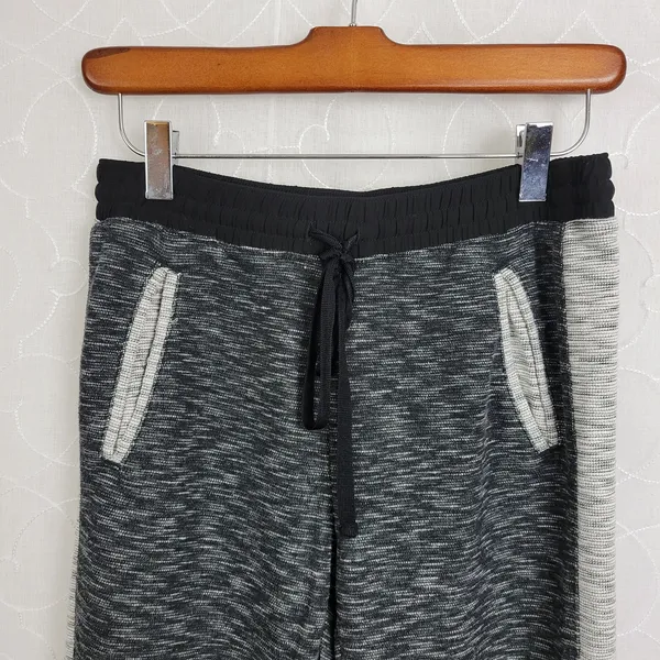 Lou & Gray Womens Pants Sz XS Black Stripe Elastic Waist Drawstring Sweat Jogger - Image 2