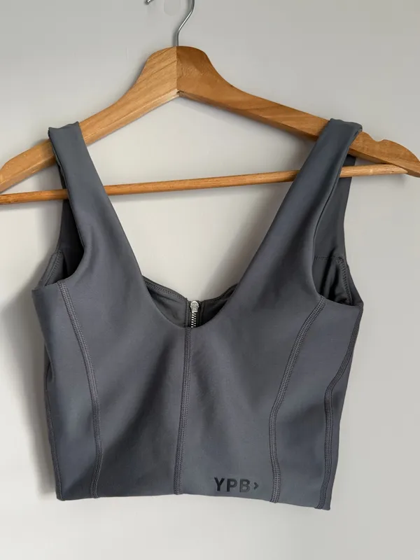 Abercrombie & Fitch YPB Active Charcoal Zip-Front Sculpted Crop Top - Image 5