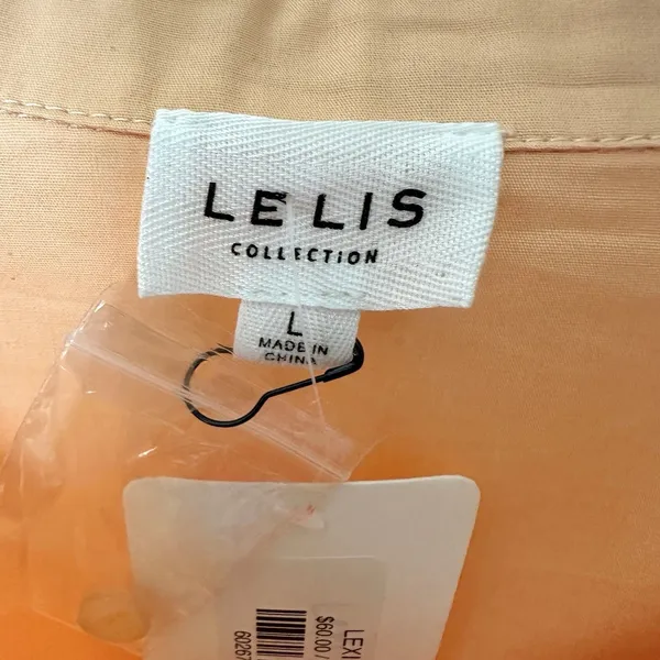 Le Lis Lexi Top Women’s Med & Matched Bra Set Peach Button Oversized Pastel NWT - Image 3