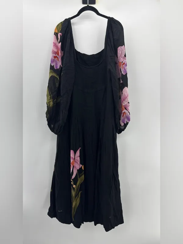 Farm Rio Floral Embroidered Long Sleeve Midi Dress - Image 5