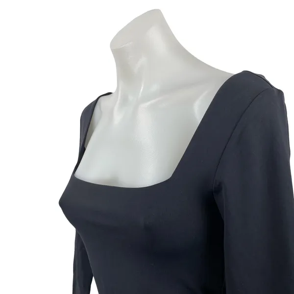 Aritzia Babaton Contour Women's Black Square Neck Long Sleeve Bodysuit Top Sz M - Image 3