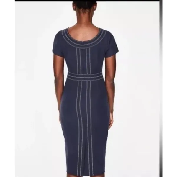 Boden Kitty Sheath Textured Midi Dress Size U.S. 2R UK 6R‎ Navy - Image 2