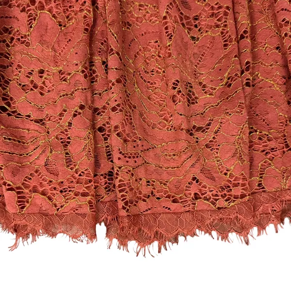 Dress the Population Burnt Orange Gold Lace Tiered V-Neck Midi Dress size S - Image 16