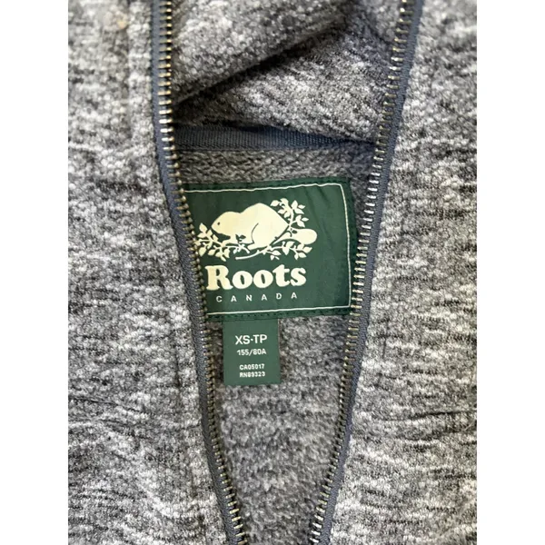 Roots Canada Gray Zip Up Jacket Mock Neck Athletic Fleece XS - Image 5