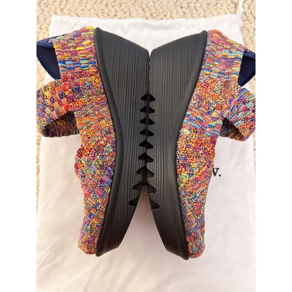 Boho Multicolor Woven Mary Jane Platform Wedge Shoes EU 39 Colorful Eclectic - Image 4