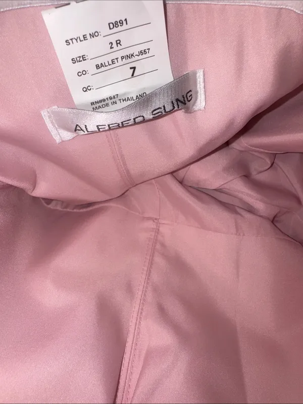 NEW Alfred Sung Eliza Bow Back Strapless Ballet Pink Satin Column Gown SZ 2 - Image 7