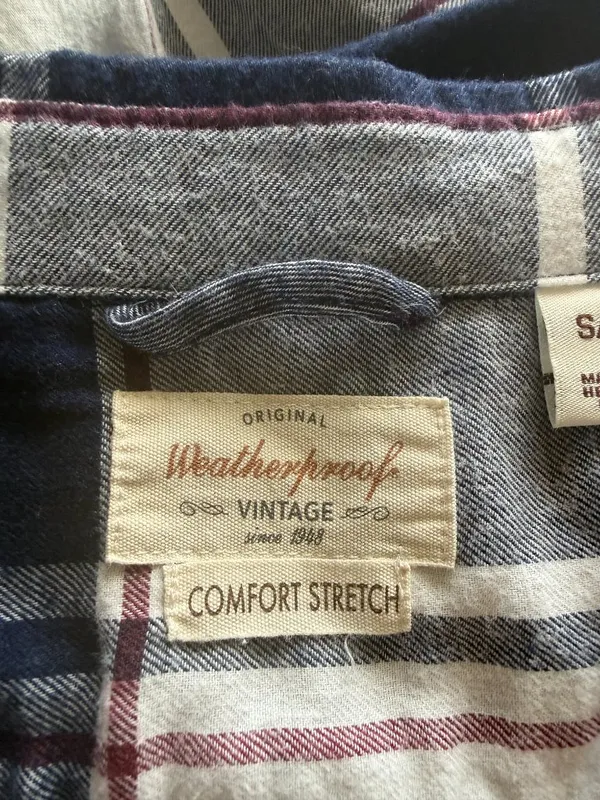 Weatherproof Vintage stretch blue and white long sleeve collared button down shirt S - Image 6