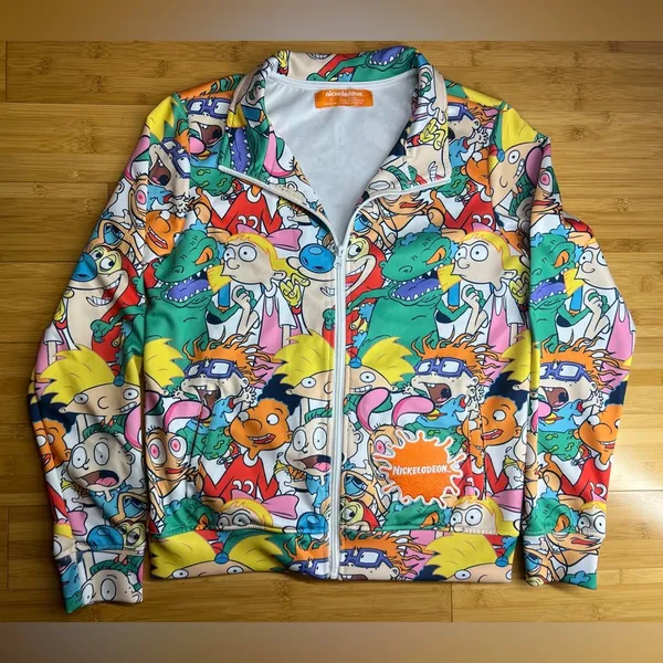 Nickelodeon 2021 Women Cowl Neck Full Zip cartoon Jacket Rugrats,Hey Arnold|SZ:L - Image 3