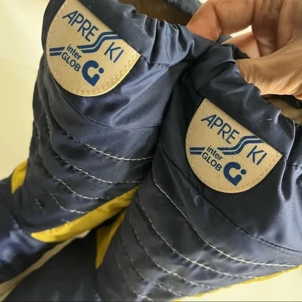 APRES SKI Blue Yellow Nylon Rubber Boots Moon Boots - Image 6