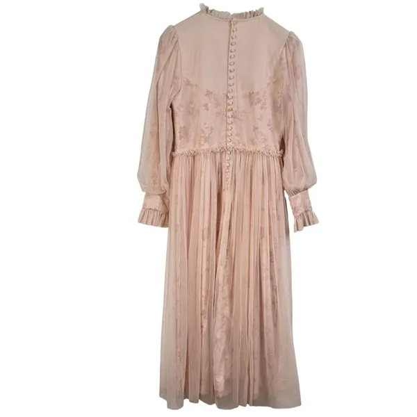 Ivy City Co NWT‎ Last Songbird Pink Fairy Whimsical Modest Midi Dress Medium - Image 6